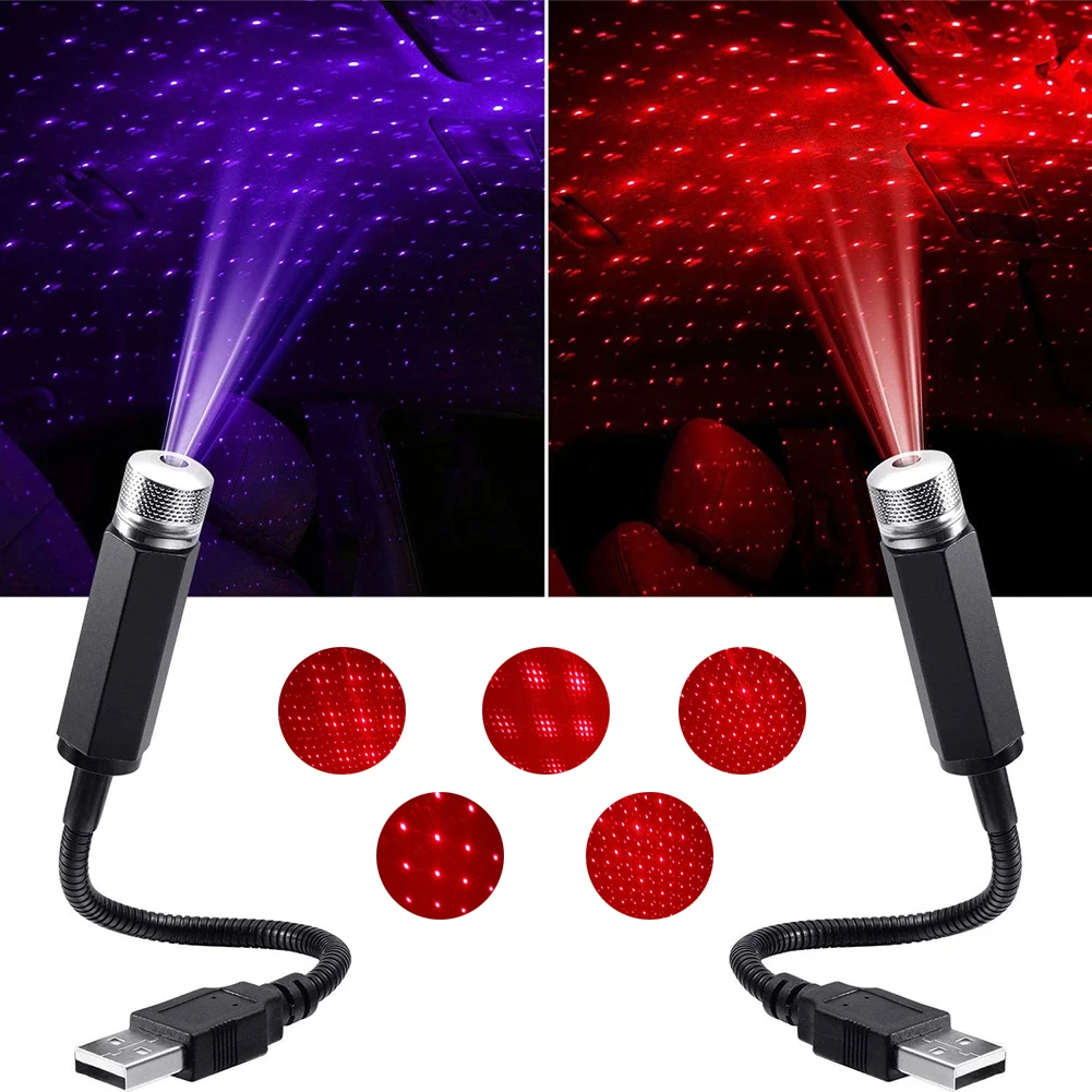 

Romantic LED Car Roof Star Night Light Projector Atmosphere Galaxy Lamp USB Decorative Lamp Car Interior Decor Starry Light