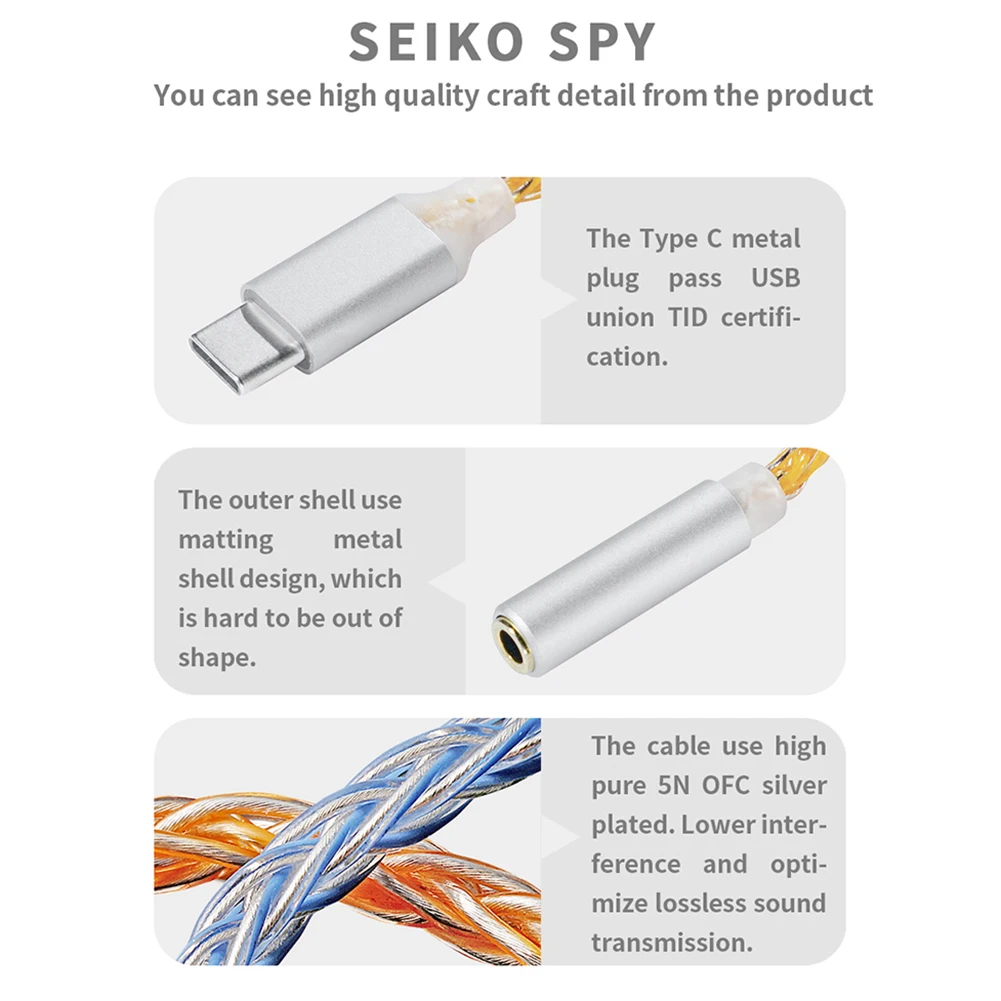 Аудиоадаптер Type-C на 3 5 мм цифровое декодирование звука высококачественный