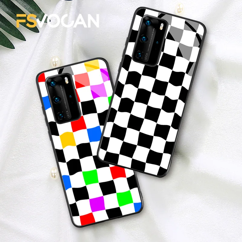 Клетчатый чехол с шахматным узором для Huawei P30 P40 P20 Lite E Pro Honor 10 10i Mate 20 30 Plus 8X 9X Nova 5T