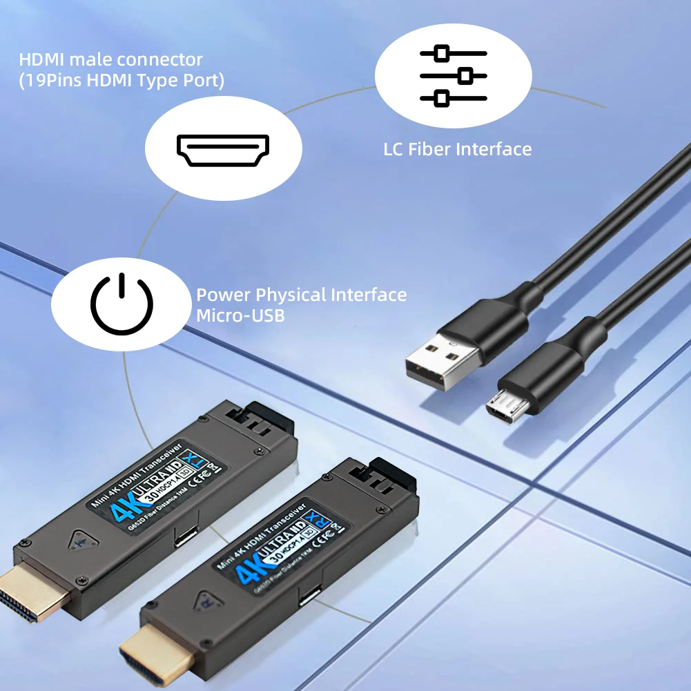 4k30 оптический волоконный HDMI удлинитель 1 км-20 км индивидуальный 4K