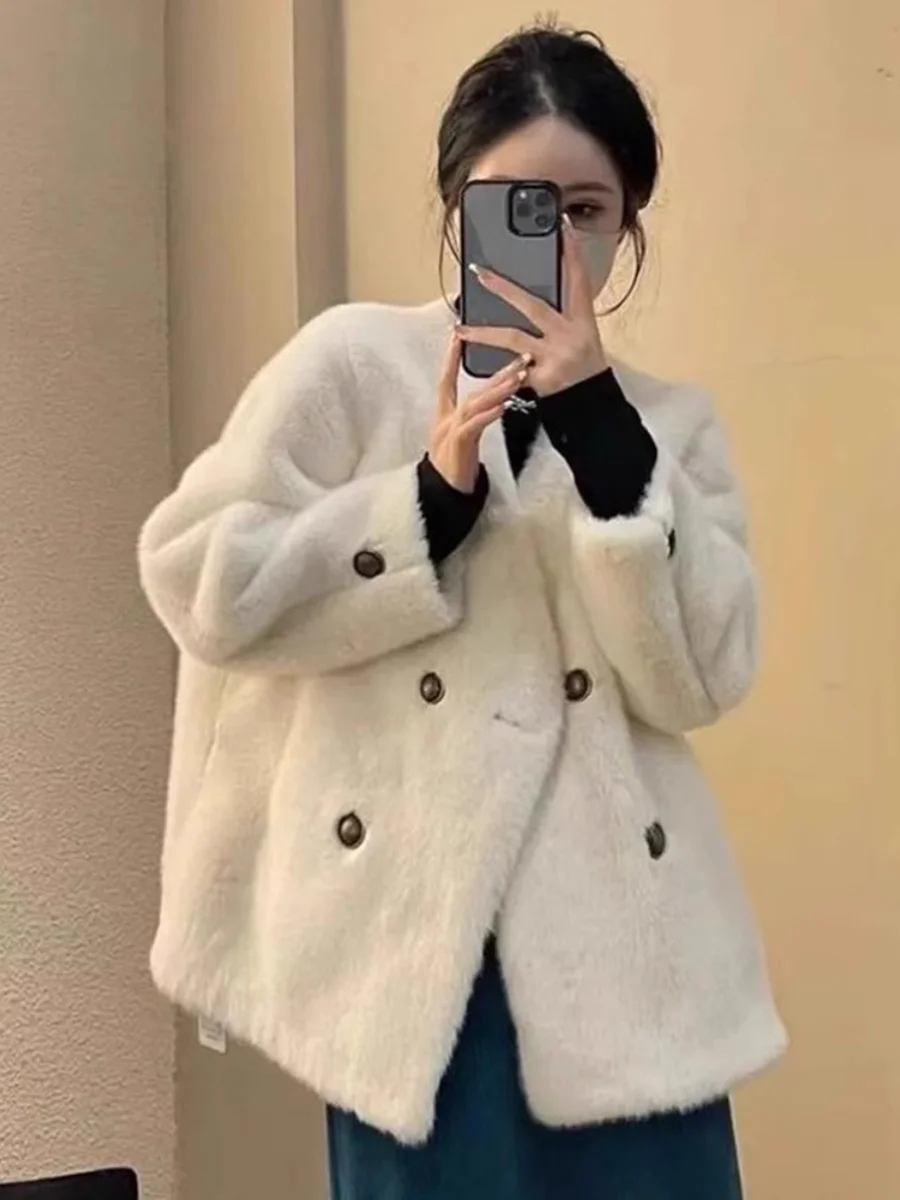 Белая пушистая верхняя одежда женская осенне-зимняя Liuyang Qianjin изящный топ