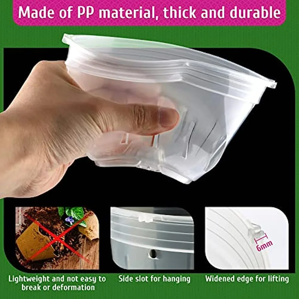 

9 Pcs Flowerpot Garden Planting Drainage Pots With Holes Clear Orchid Baskets Plastic Ornaments Breathable Container Accessory