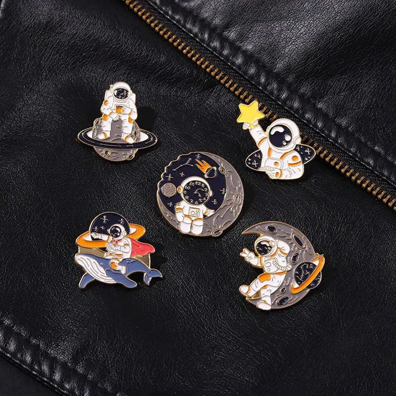 

Astronaut Planet Whale Star Moon Galaxy Coffee Metal Brooches Badges Pins Gift For Space Lover Astronaut Traveling New Jewelry