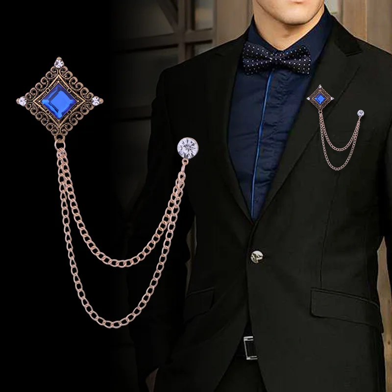 

2023 романтические мужские и женские заколки-булавки для воротника, броши для жениха, свадебного костюма, Геометрическая цепочка с кисточкой из сплава, галстук-бабочка