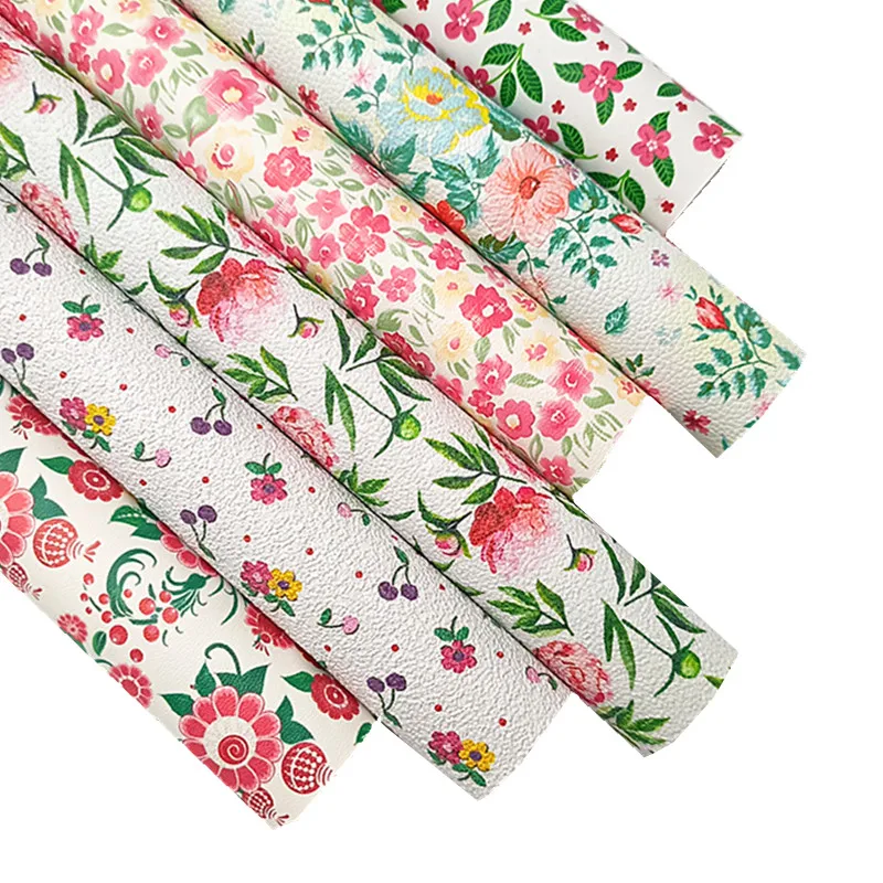Листы из синтетической кожи с различным цветочным принтом фетровая подложка