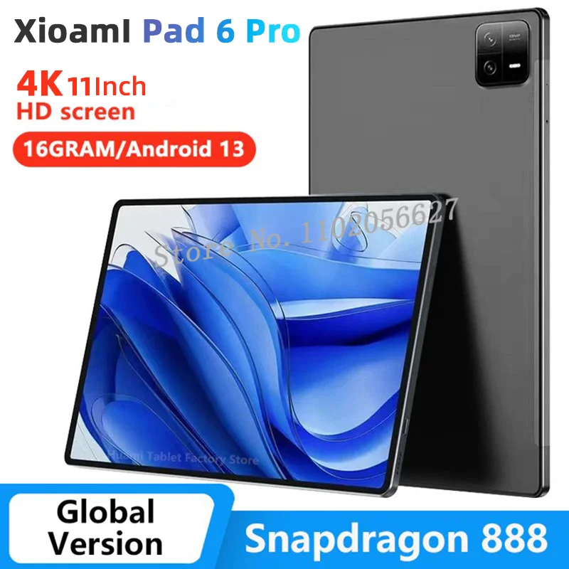 

2024 Original Global Version HD 4K Pad 6Pro Tablet Snapdragon 888 16GB+512GB Android 13.0 TabletsPC 5G Dual SIM Card or WIFI Mi