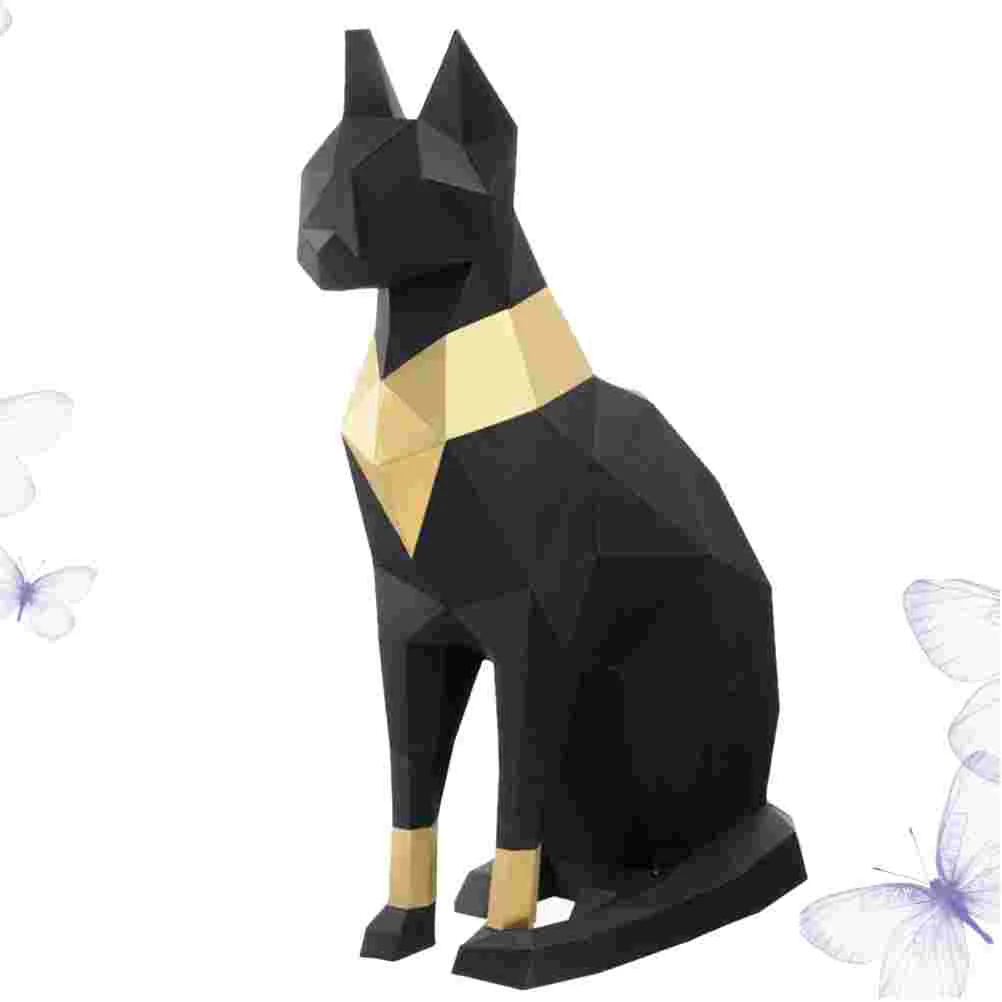 

Origami Paper Cat 3D Model Egyptian World Papercraft Kit Statue Geometric Stereoscopic Three Dimensional Toy Decoration Molded