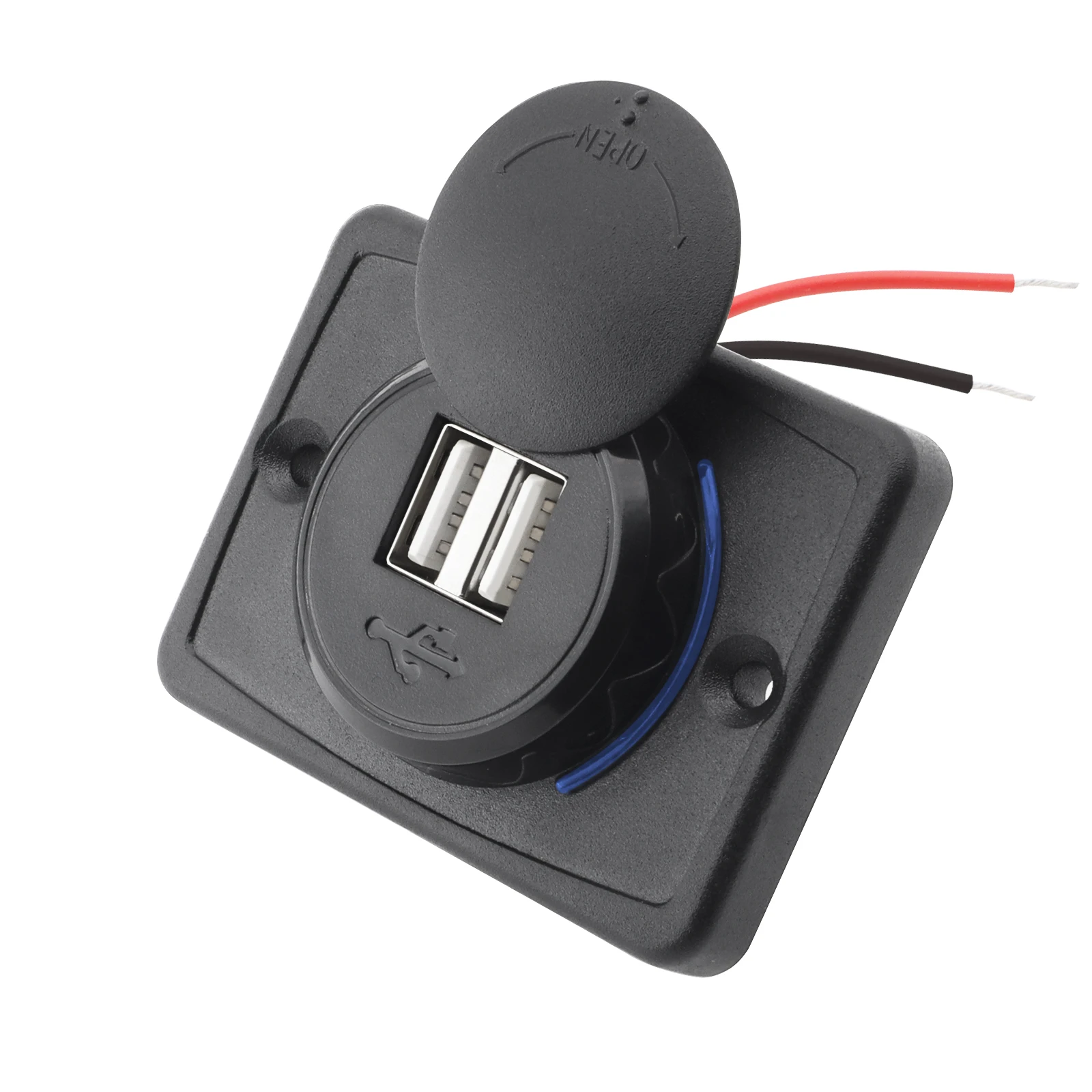 

12-24 в автомобильный адаптер для розетки, универсальный 3,1 А двойной USB-порт, автомобильное зарядное устройство, водонепроницаемый RV, автобусы, адаптер для розетки для телефона