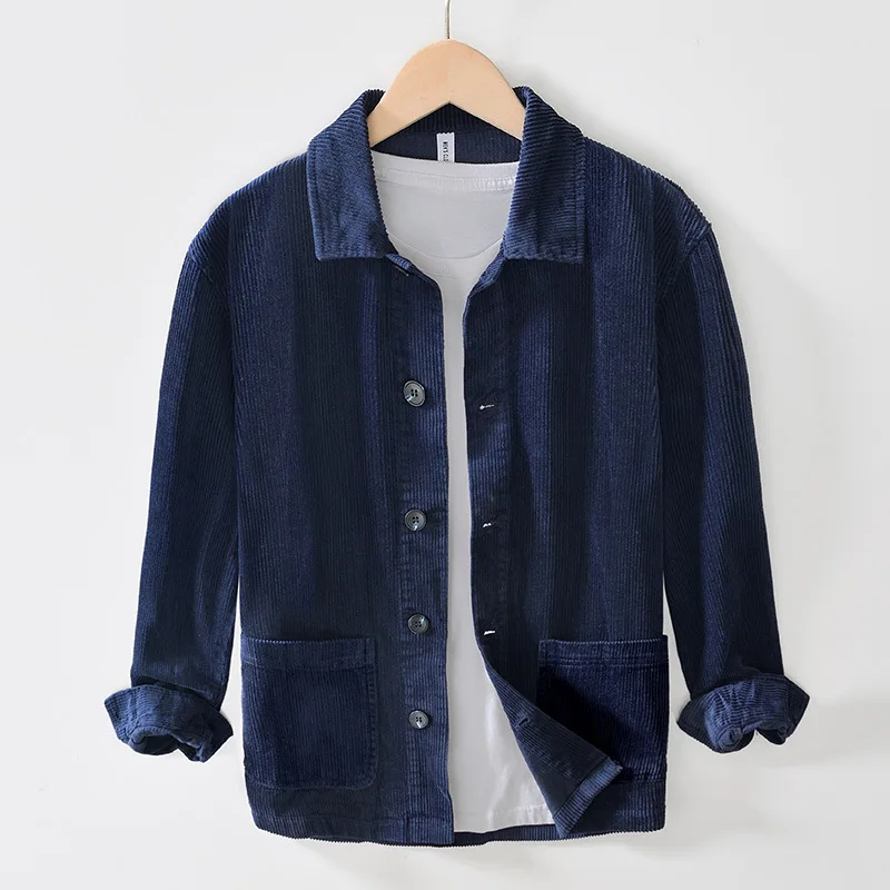 Мужская Вельветовая куртка с длинным рукавом однотонная