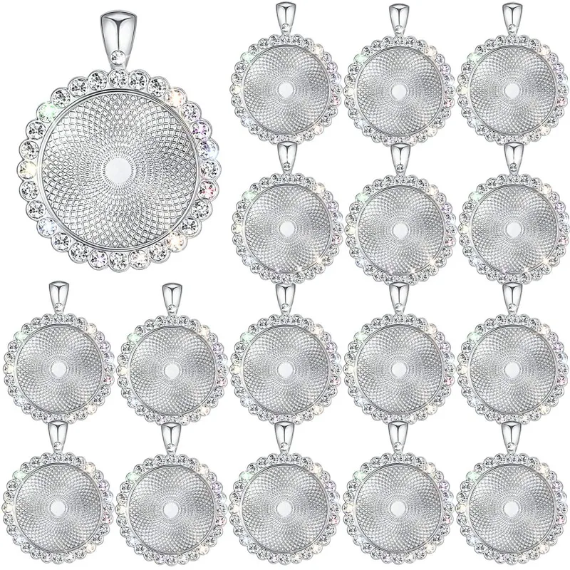 

25 Pieces Rhinestone Bezel Pendant Trays Blanks Cabochon Pendant Setting DIY Trays For Crafts Jewelry Making Projects