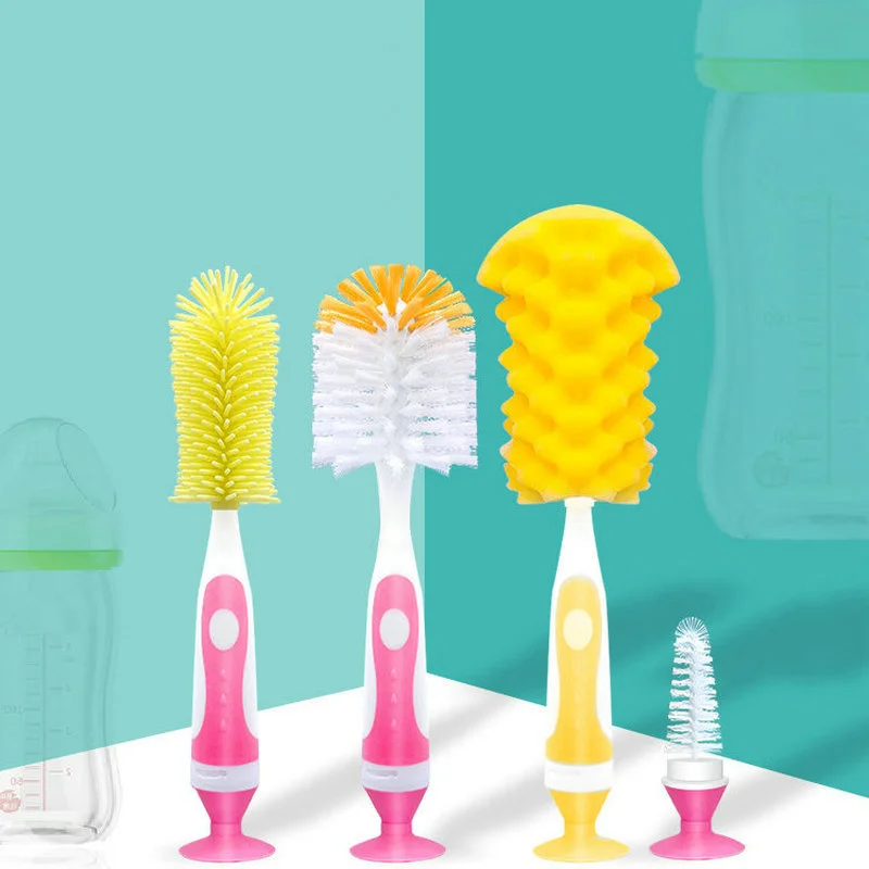 Baby Sponge/Nylon/Silicone Bottle Brush 360 Degree Rotation 