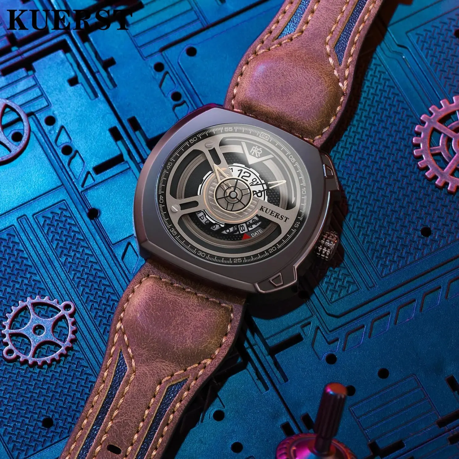 KUERST Аутентичные молодежные мужские спортивные кварцевые часы с ежедневным