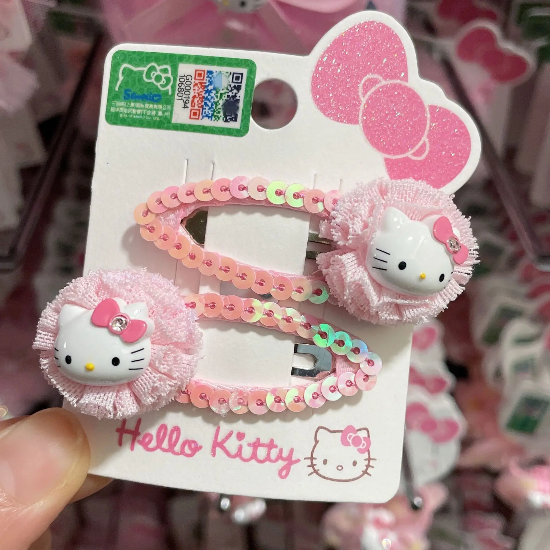 Hello Kitty Children's Hair Accessories Hellokitty Baby Headwear Sequined Hair Ball Hello Kitty Hair Clip Hairpin