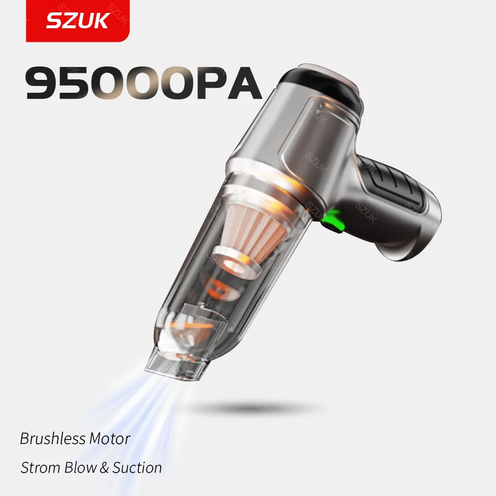 95000PA Wireless Car Vacuum Cleaner Handled Mini Powerful Cleaning Machine Portable Car Cleaner Strong Suction Home Appliance