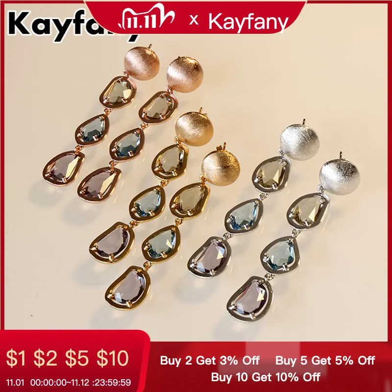 

Luxury Brand Jewelry Candy Style Colorful Crystal Drop Earring Wholesale Top Quality 3 colors Plated Dangle Earrings for Women