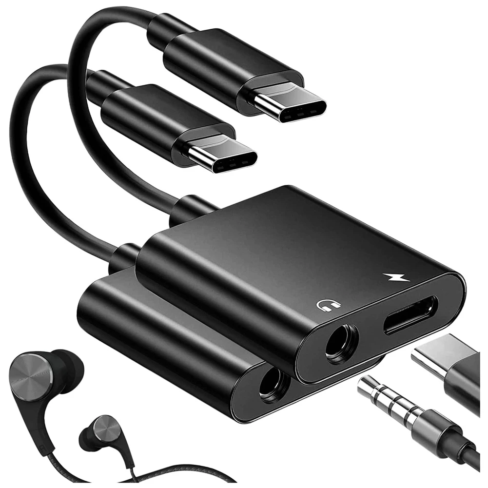 Адаптер для наушников и зарядного устройства с USB C на 3 5 мм 2 в 1 Galaxy S22/S21/S20/S20 + Ultra Note