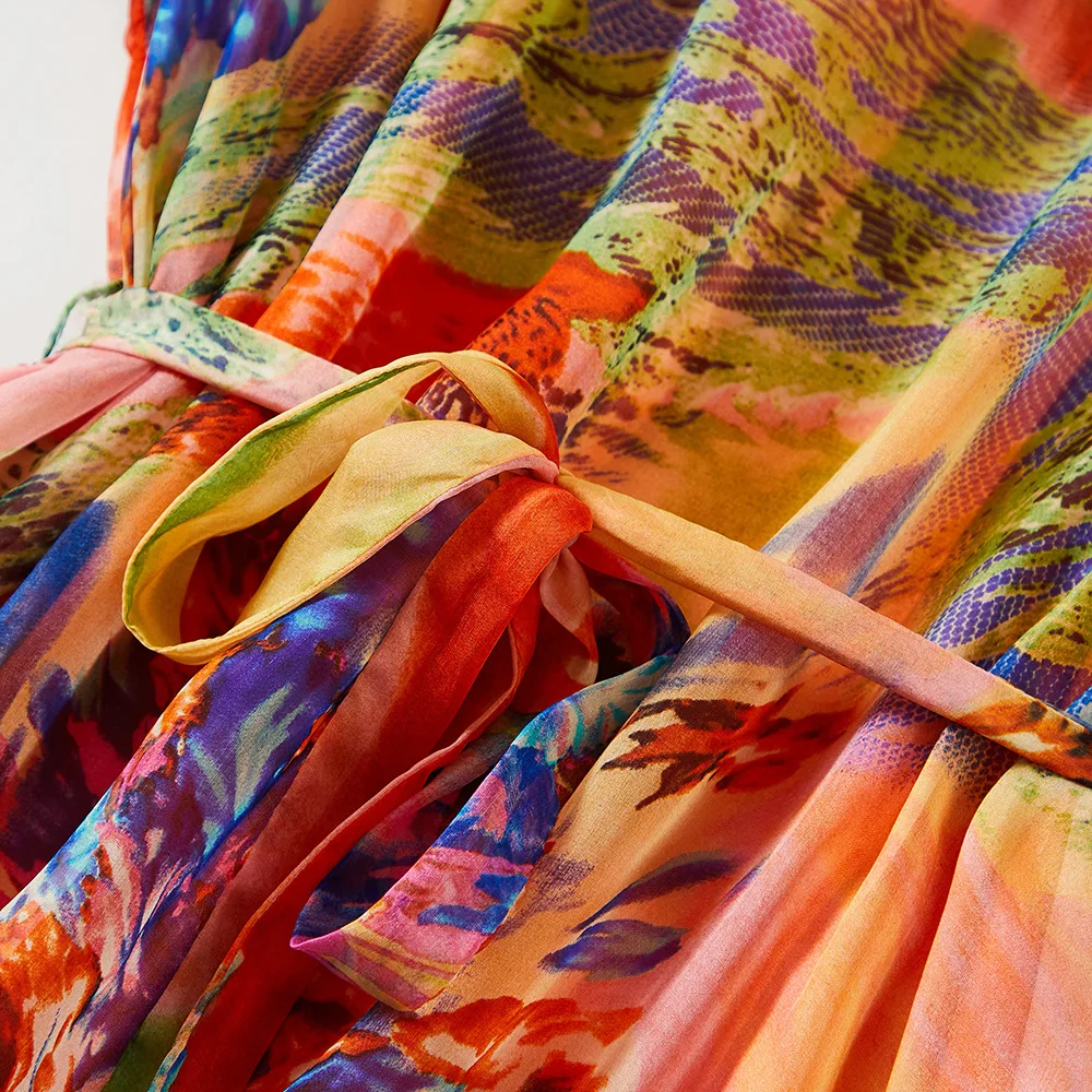 Платье Tcyeek из натурального шелка тутового шелкопряда длинное платье с принтом