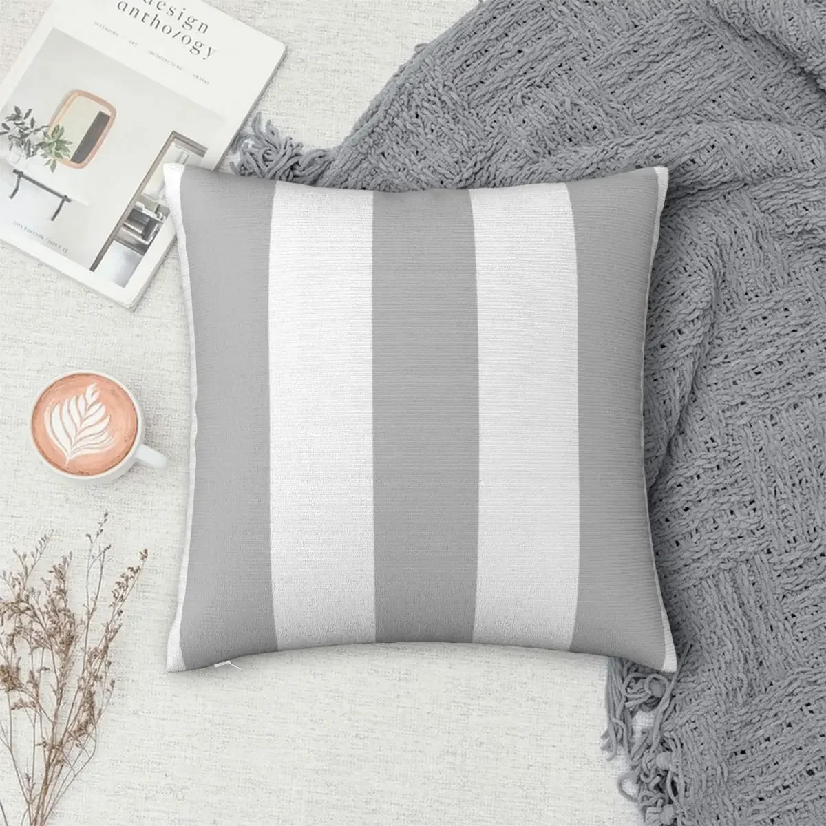 

Silver Gray And White Stripes Pillowcase Polyester Pillows Cover Cushion Comfort Throw Pillow Sofa Decorative Cushions Used