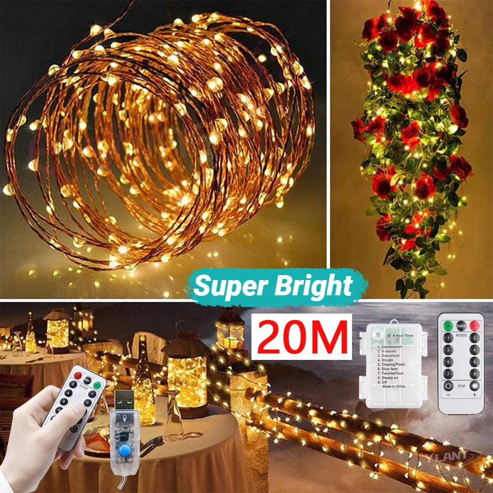 

Led Fairy String Lights USB Battery Operated Outdoor Waterproof Christmas Garland Copper Wire For Wedding Party Home Room Decor