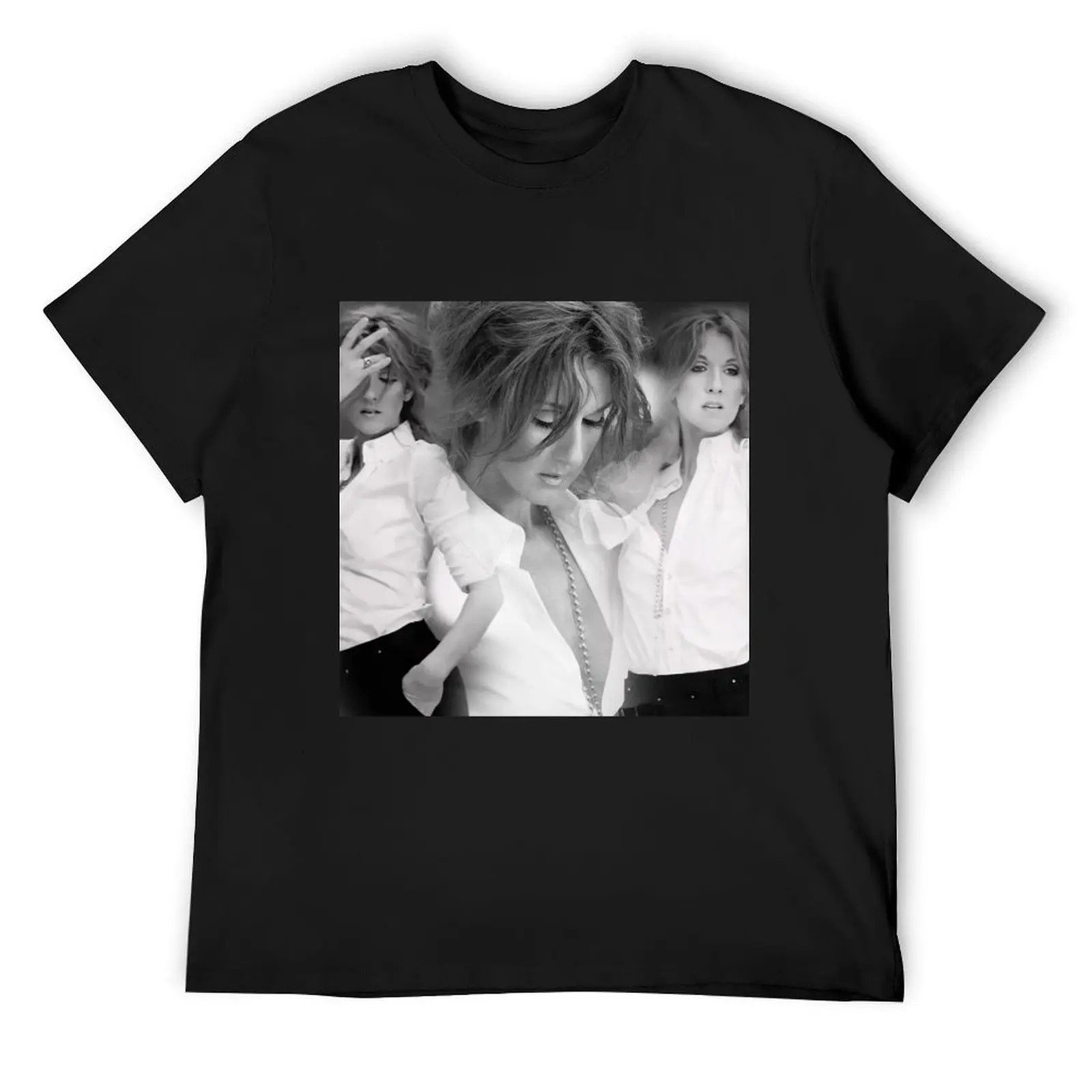 Крутой стиль Celine Dion с черно-белой футболкой