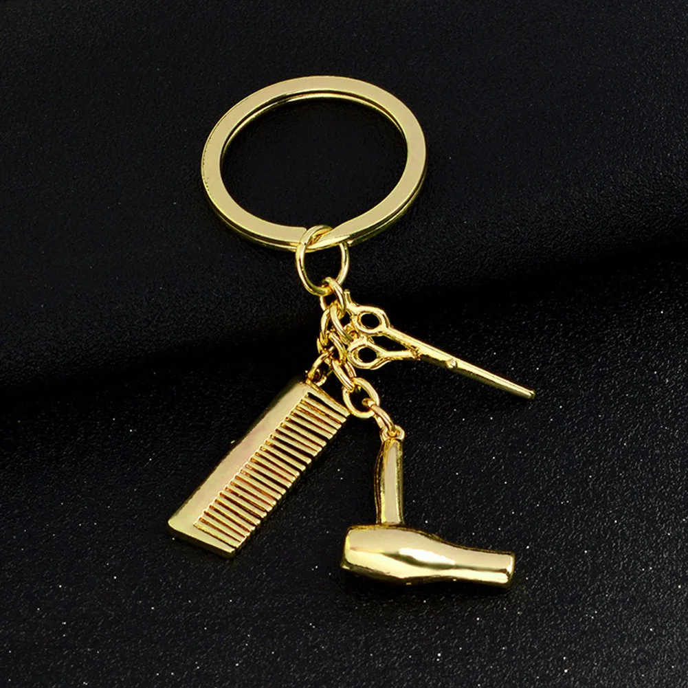 

Barber Shop Tools Key Ring Hair Dryer Scissors Comb Pendants Simulation Keychain Dresser Present Hairdresser Gift брелок