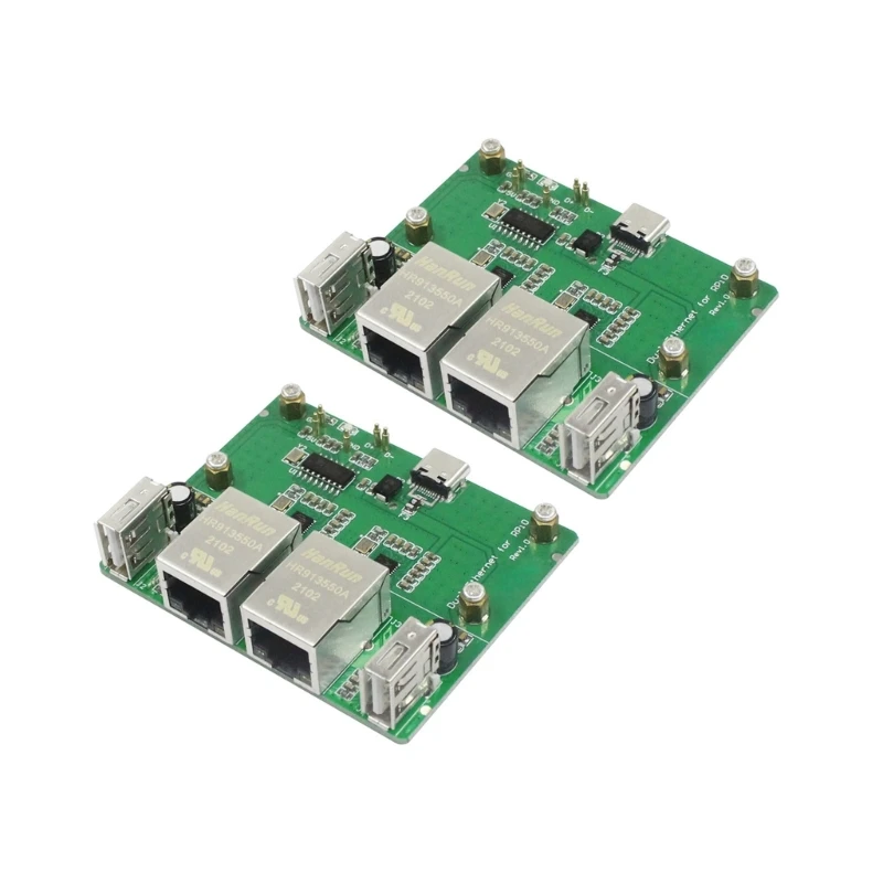 

51BE 2PCS DualEthernet Board USB HUB forRaspberryPi Zero2W Плата адаптера расширения высокого качества