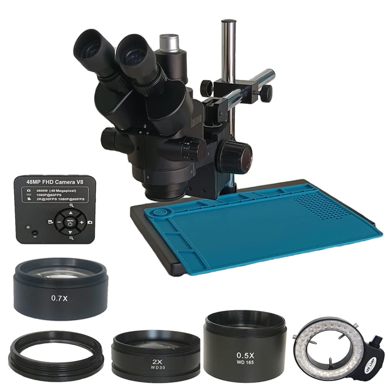 

7X-45X Профессиональный мультифокальный Тринокулярный стереомикроскоп 48 МП цифровой USB видео микроскоп камера PCB инструменты для ремонта юве...