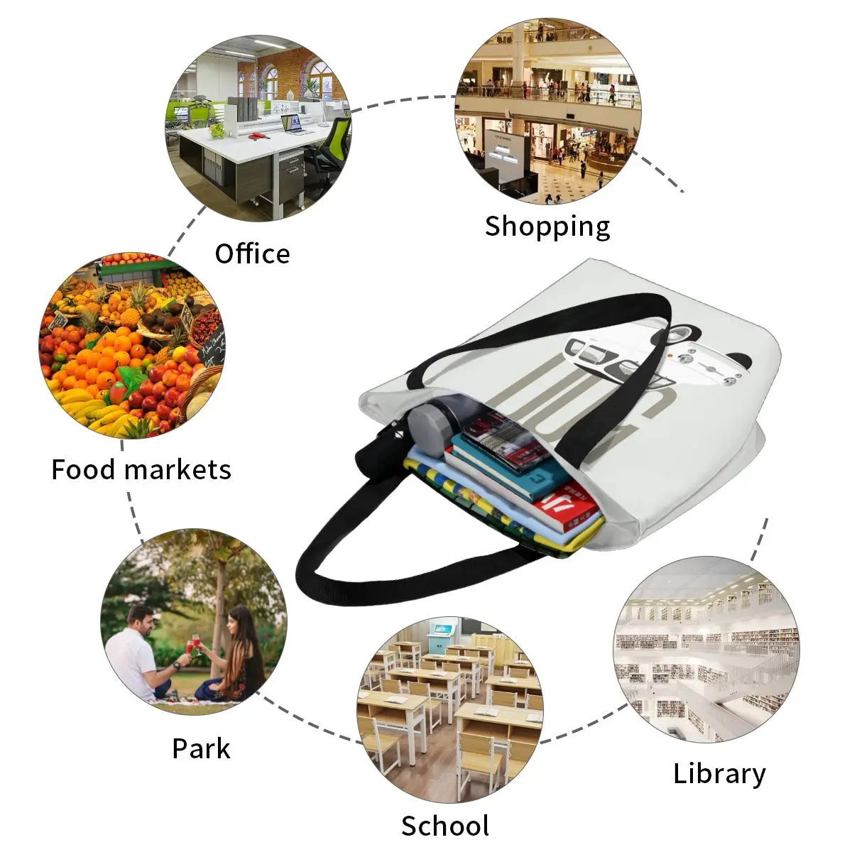 Удивительная Повседневная Сумка-тоут Fiat 500 для покупок вместительная сумка с