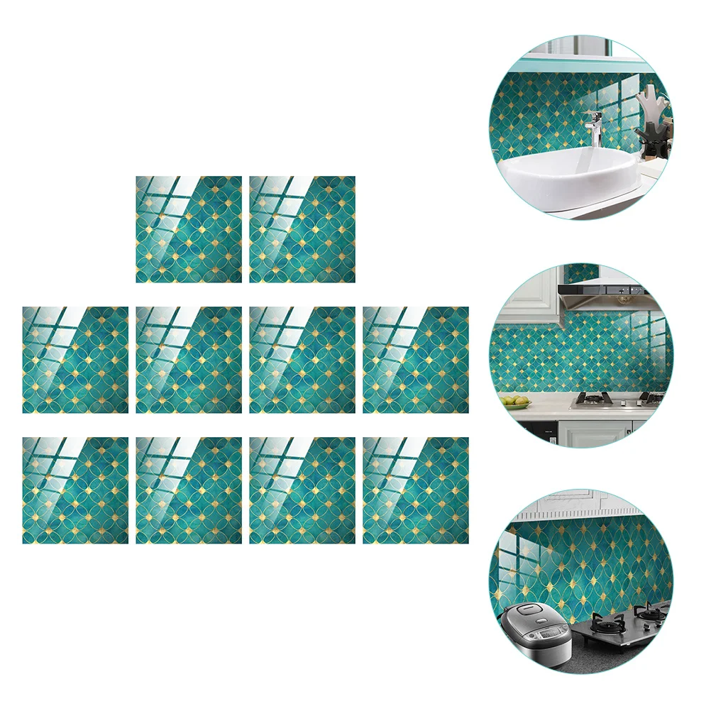 

Sticker Tile Kitchen Backsplash Mosaic Proof Stickers Oil Bathroom Wallpaper Heat Resistant Film Bedroom Decals Floor Sheets