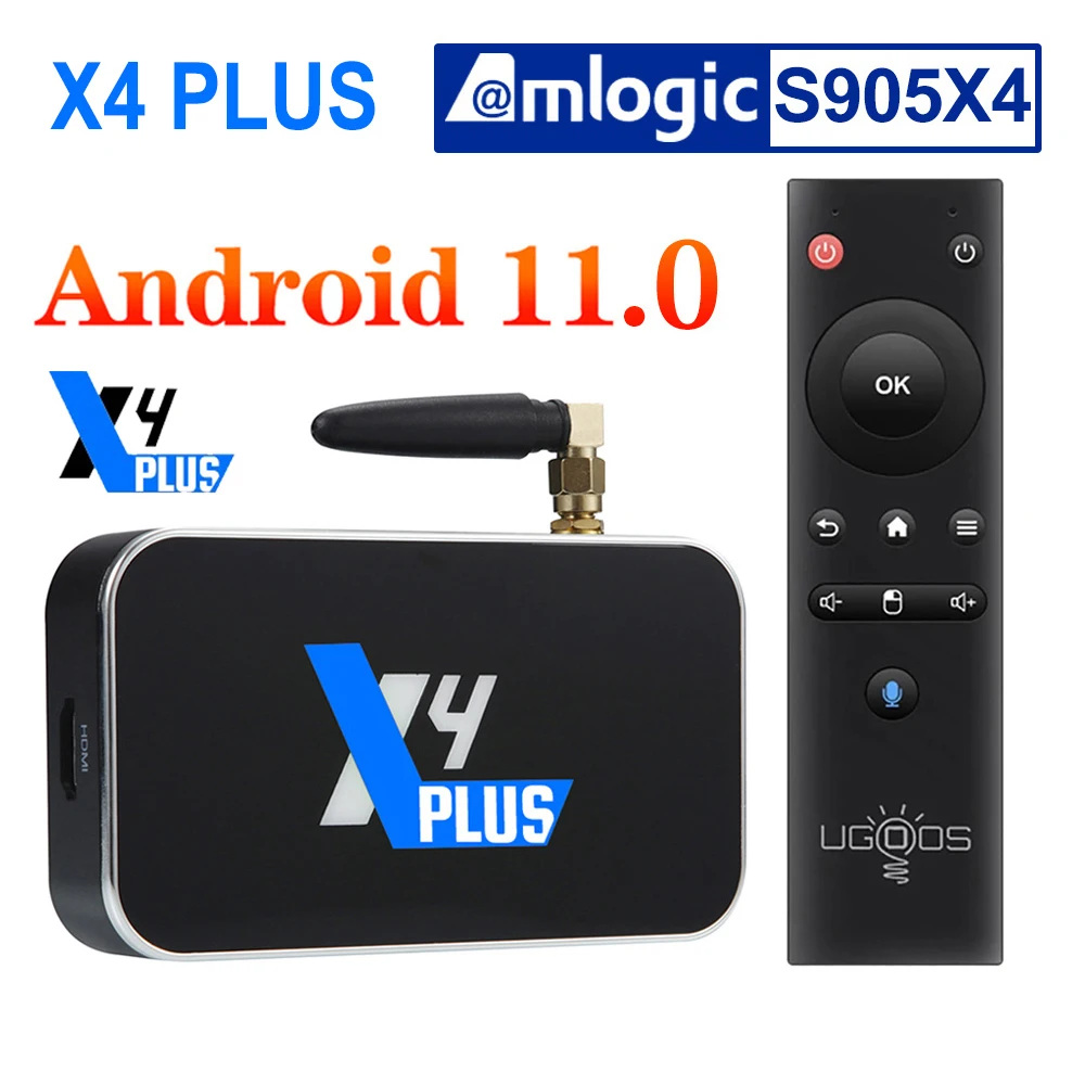 

UGOOS X4 Plus X4 Pro X4 CubeTV BOX Android 11 Amlogic S905X4 LPDDR4 4GB RAM 32G Support AV1 CEC HDR 1000M BT4.0 Smart TV Box