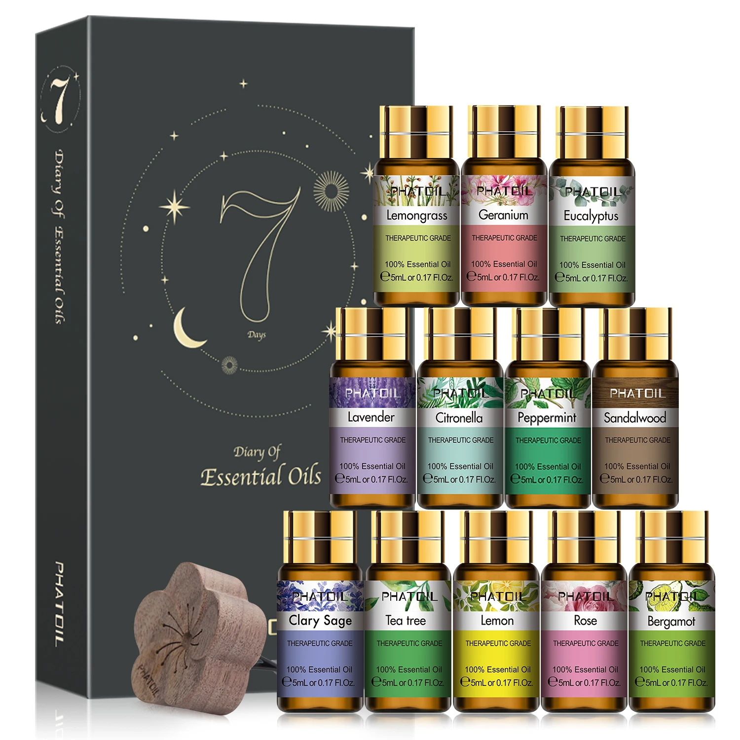 

12pcs Gift Box Pure Natural Essential Oils Set Lavender Lemon Tea Tree Essences Aromatic Oil for Humidifier Diffuser