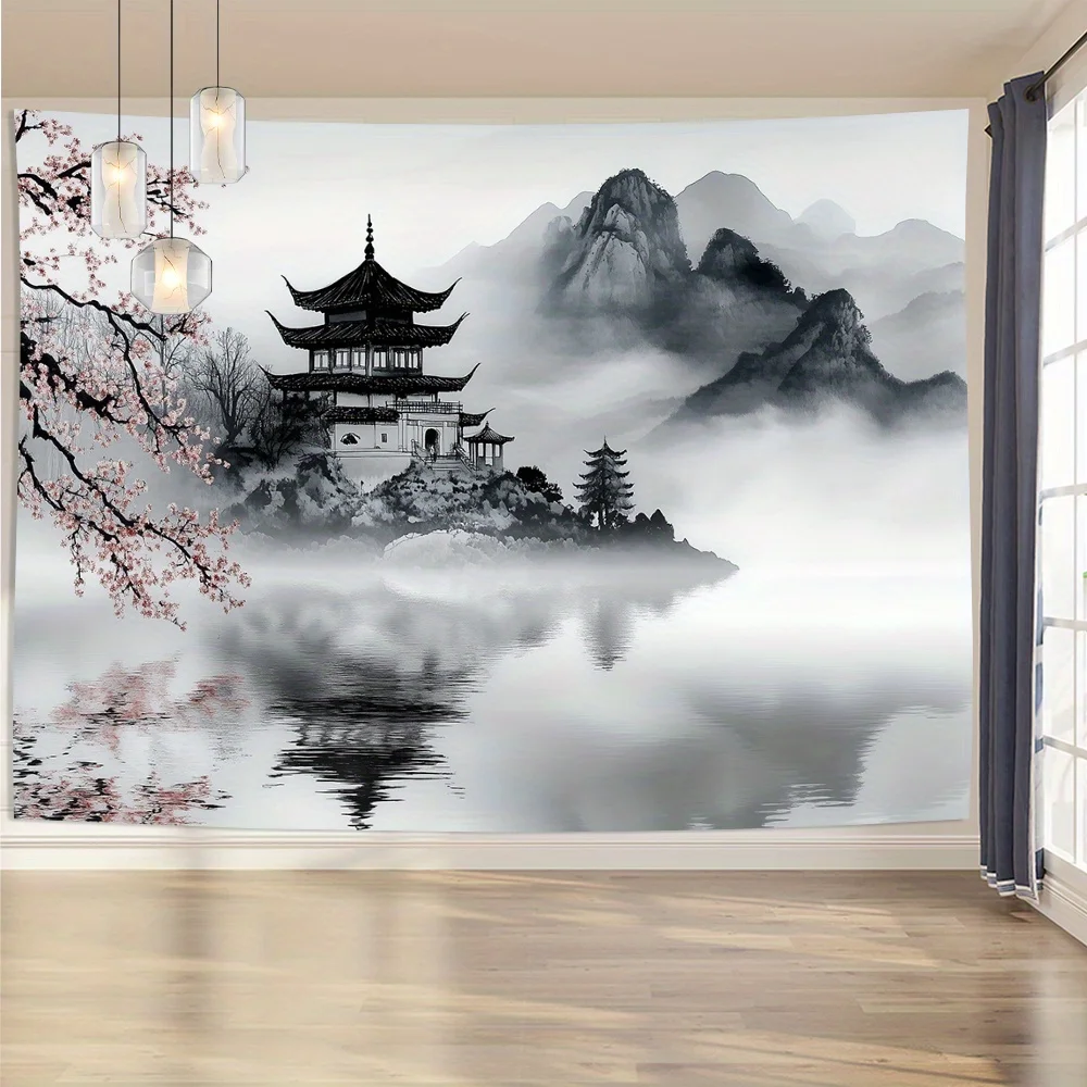 

Гобелен 100x70 см в японском стиле с пейзажной башней