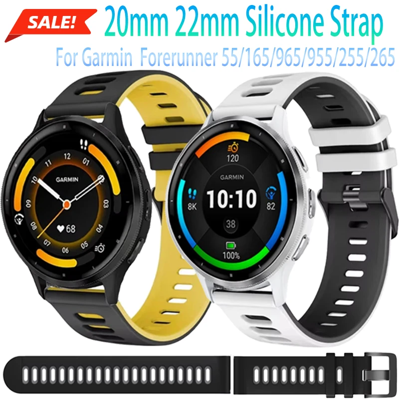 Фото Силиконовый ремешок 20 мм 22 мм для Garmin Forerunner 265/255/955/965/165/55 дышащий браслет для Garmin Venu3-2/Vivoactive 4-5 ремень №1