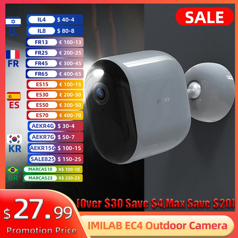 IMILAB EC4 Outdoor Spotlight Battery Camera Video Surveillance System Kit 400MP HD IP Wireless WiFi Smart Home Security CCTV Cam