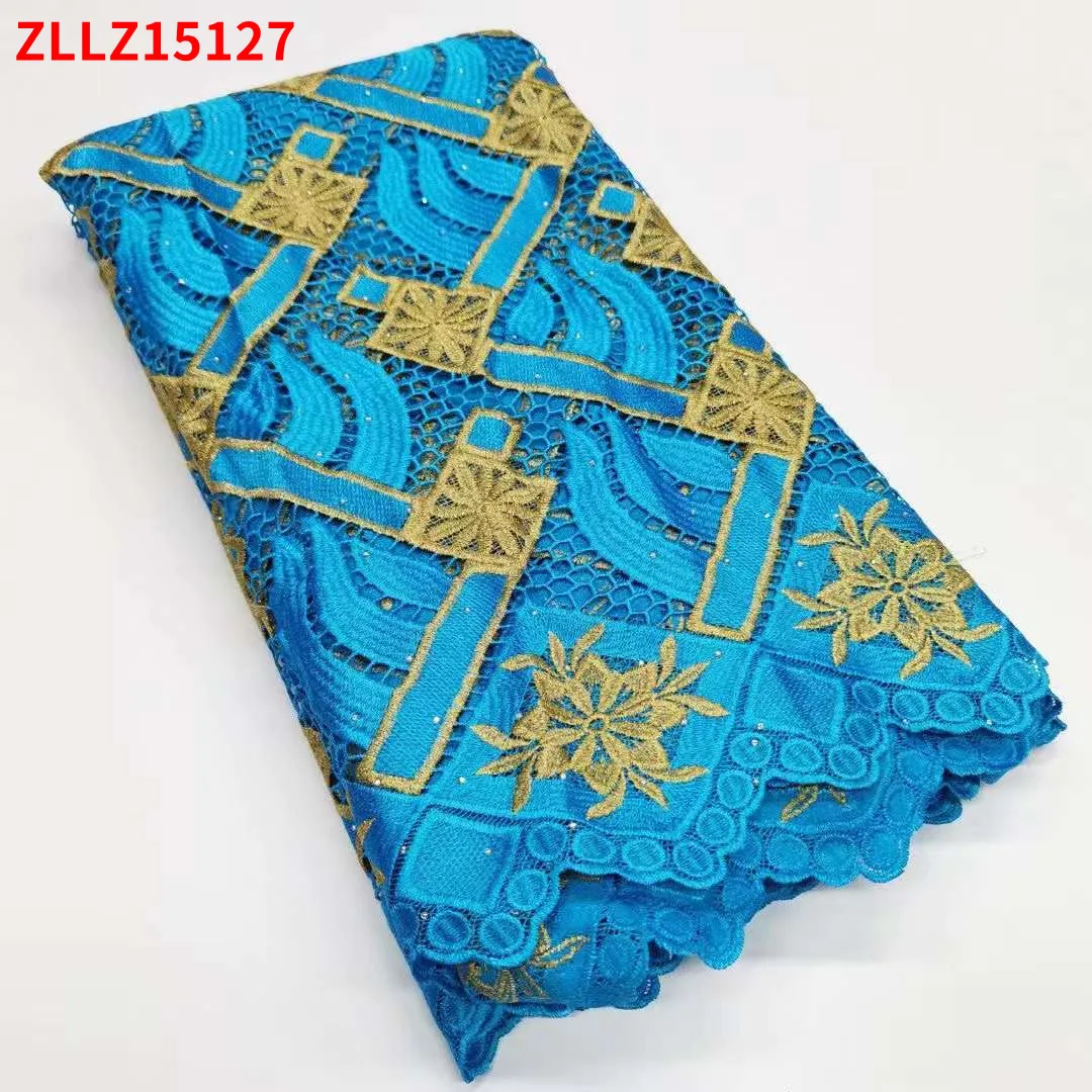 

Senior African French Lace Drilling polyester water soluble Cloth ​Nigerian Mesh Textiles Fabric For Party Dress ZLLZ15127 B