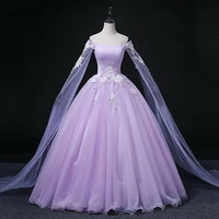 elegant purple shiny sequined evening dresses long sleeves tulle appliques princess quinceanera prom gowns vestidos de 15 a%c3%b1os
