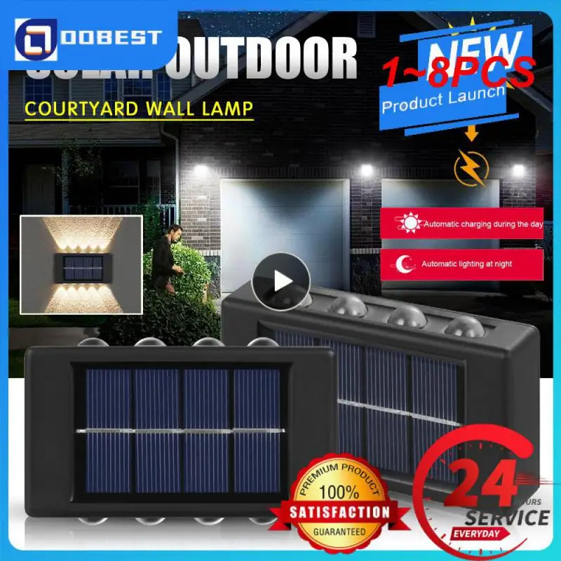 

1~8PCS Solar Wall Lamp Outdoor Waterproof Up And Down Luminous Lighting