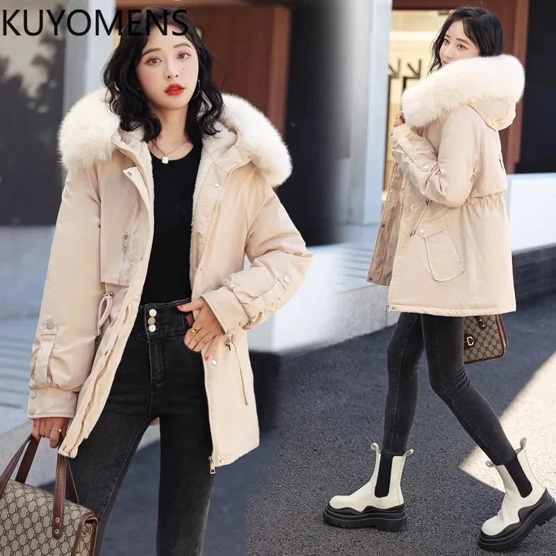 New Winter Jacket Women Parka Fashion Long Winter Coat Women Clothing Wool Liner Hooded Parkas Slim With Fur Collar Warm