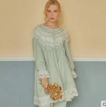 

Женская пижама, комплект из 2 предметов, весенний кружевной длинный хлопковый топ с длинным рукавом и оборками + брюки, комплект из двух предметов