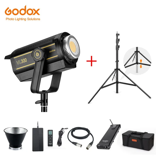

Светодиодсветильник лампа для видеосъемки Godox VL300 VL-300 K2 300W 5600K, белая версия, непрерывный выход, крепление Bowens, приложение для студисветильни...