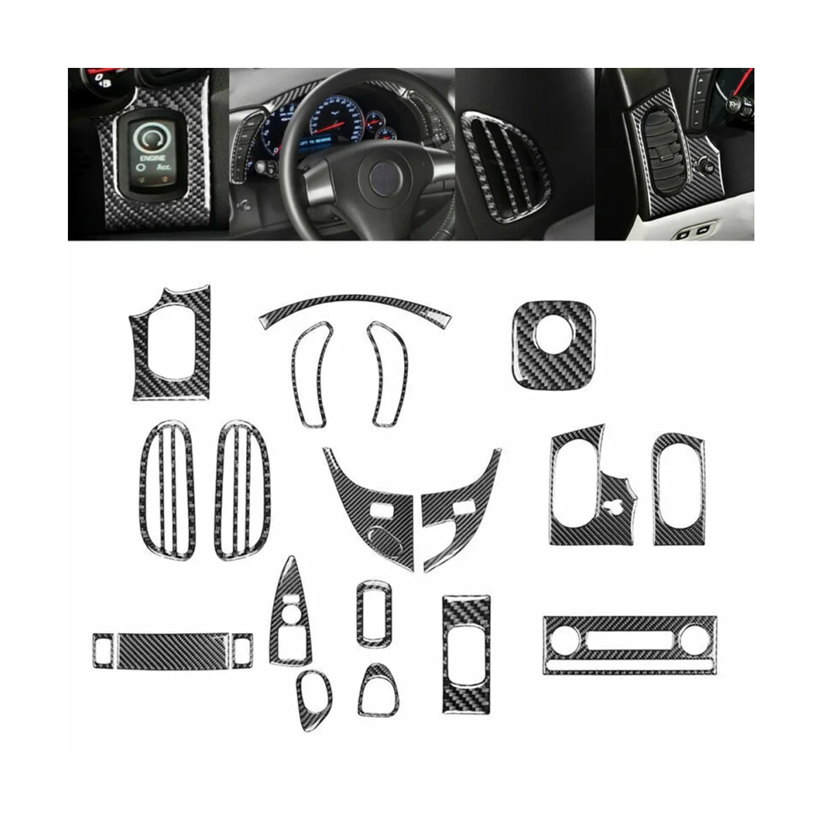 Для Chevrolet Corvette C6 2005-2007 полный комплект внутренней отделки из углеродного волокна