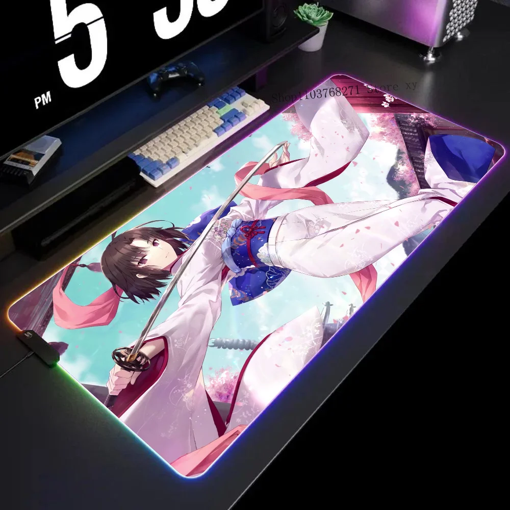 Коврик для мыши Shiki Ryougi Fate Grand Order XXL RGB игровые коврики HD черные аксессуары