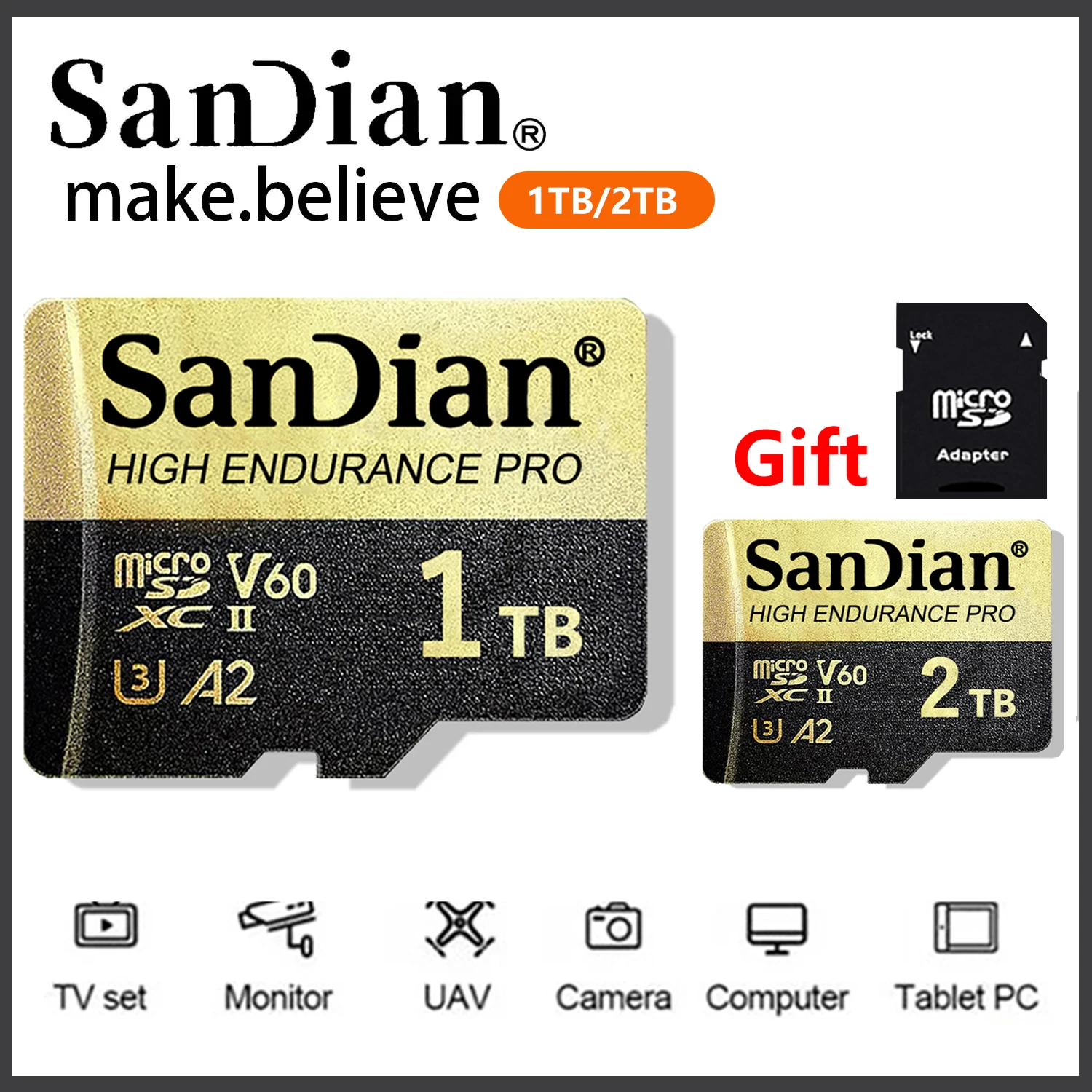 

New SanDian Original SD Memory Card High Speed 1TB Micro TF Mini SD Card 1TB 2TB TF Me Ory Flash Card For Phone/Computer/Camera