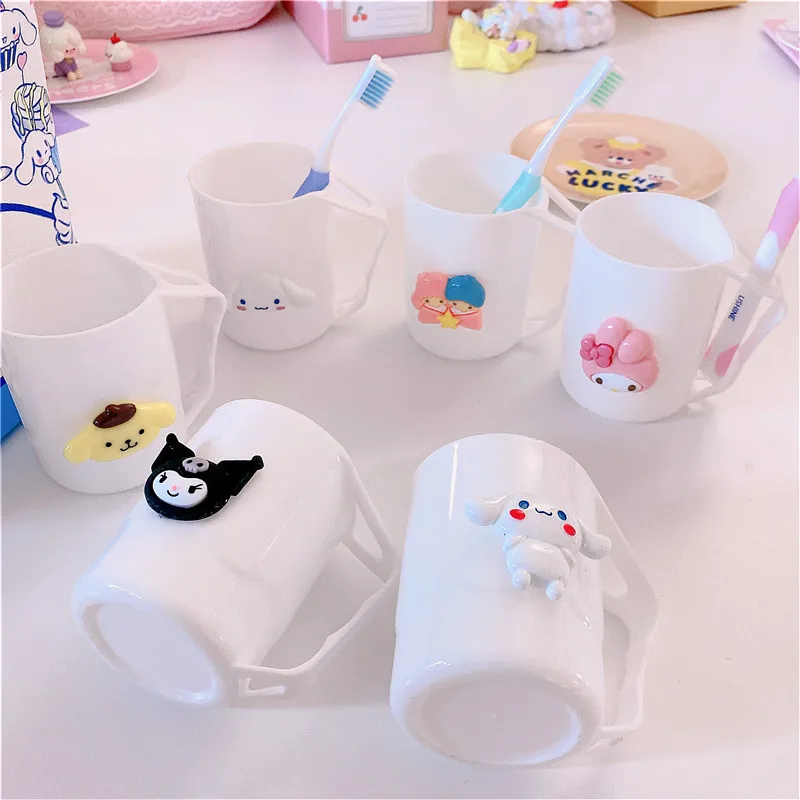 

Kawaii Sanrioed Cinnamoroll MyMelody Kuromi Children's Cartoon Wash Cup Mouthwash Toothbrush Cup Toothpaste Storage Bucket Gift