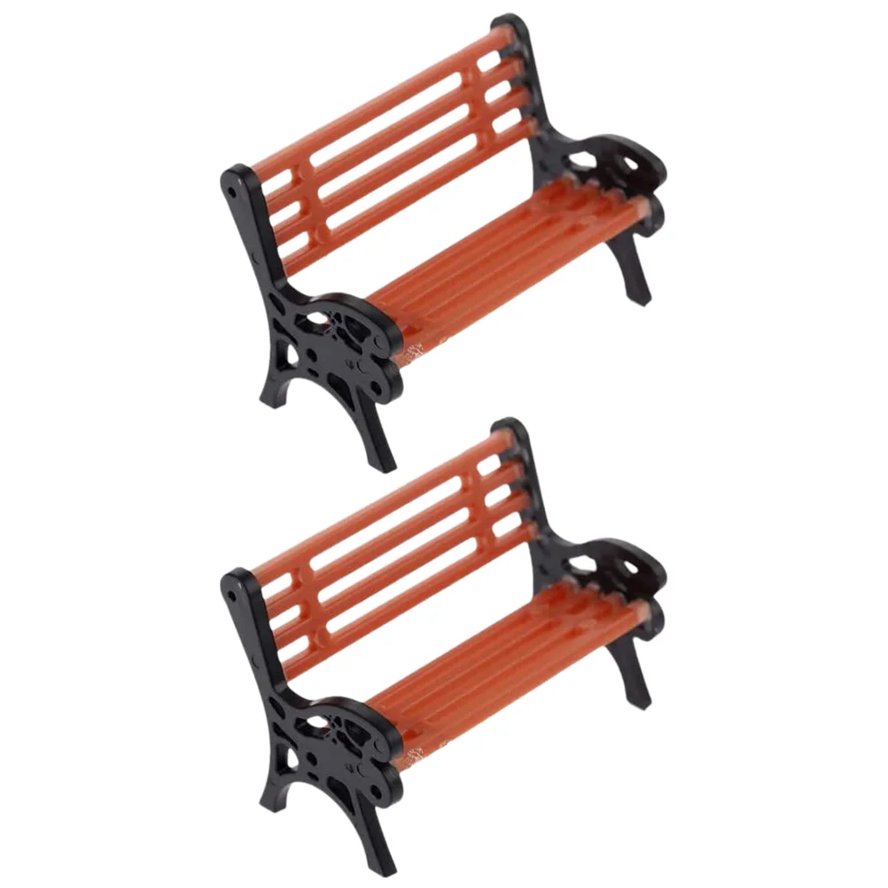 

2pcs Simulation Miniature Bench Mini House Adornment Prop Mini House Accessory