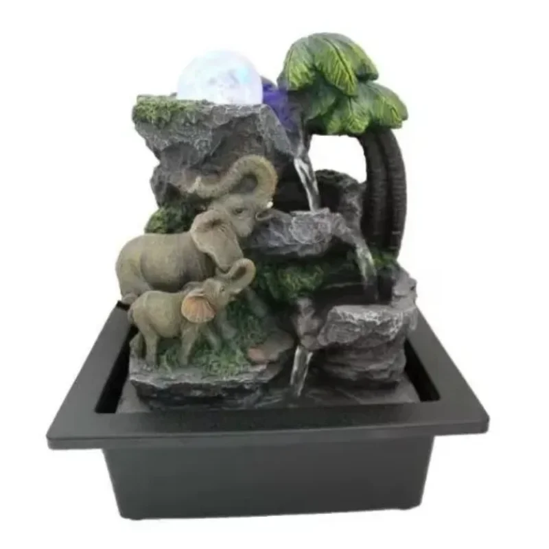 Пластиковый маленький квадратный фонтан в новом стиле настольный со слоном и