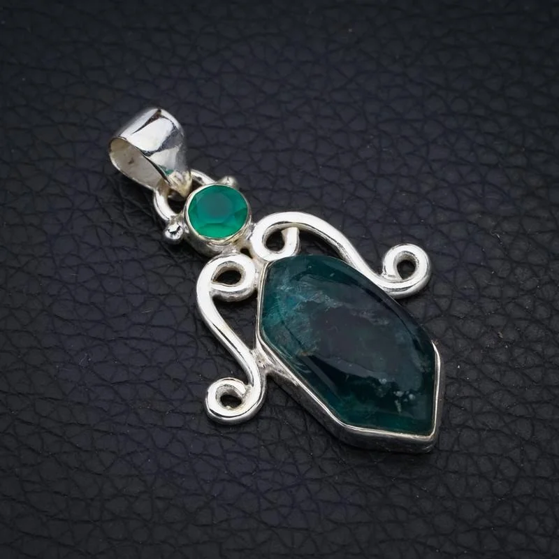 

StarGems Fluorite Chrysoprase Handmade 925 Sterling Silver Pendant 1.5" F4484