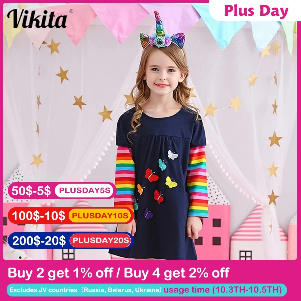 VIKITA Kids Girls Dress Baby Children Toddler Princess Dress Vestidos Children's Clothing Girls Autumn Winter Dresses 3-8 Years
