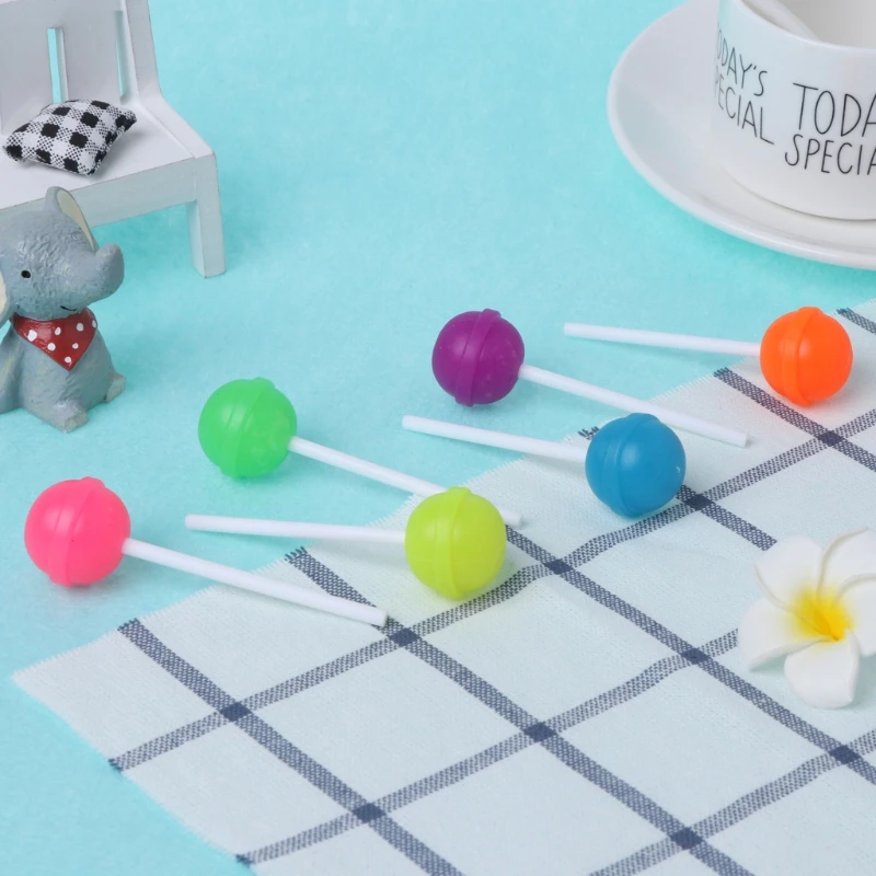 

6Pcs Cartoon Erasers Lollipop Erasers Colorful Candy Erasers School Stationery Supplies for Student Children Boy Girl L21B