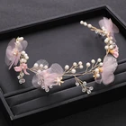 FORSEVEN розовый цветок пряжи венок для девочек повязка для волос ювелирные изделия жемчуг Для женщин диадемы головной убор Для женщин свадебные волосы кусок аксессуары JL